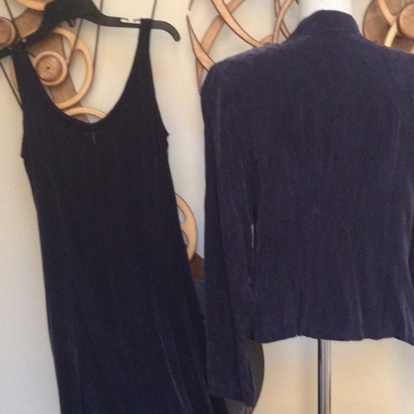 Vintage Wild Rose Long Dress snd Matching Jacket Sz 8  Indigo Blue - Picture 3 of 5